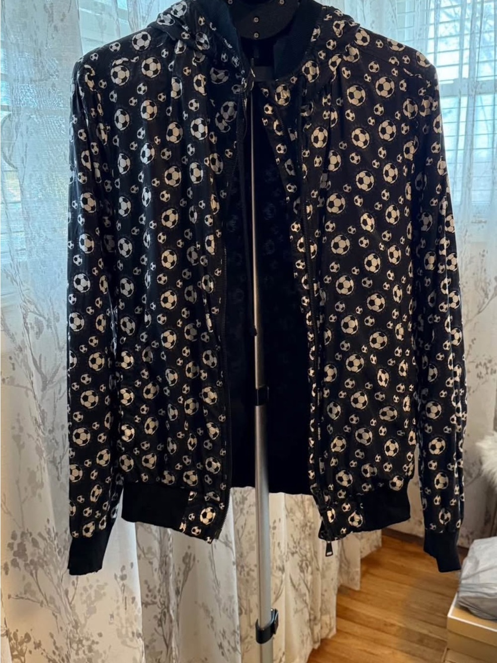 Dolce & Gabbana Black & White Soccer-Print Kids Puffer Jacket